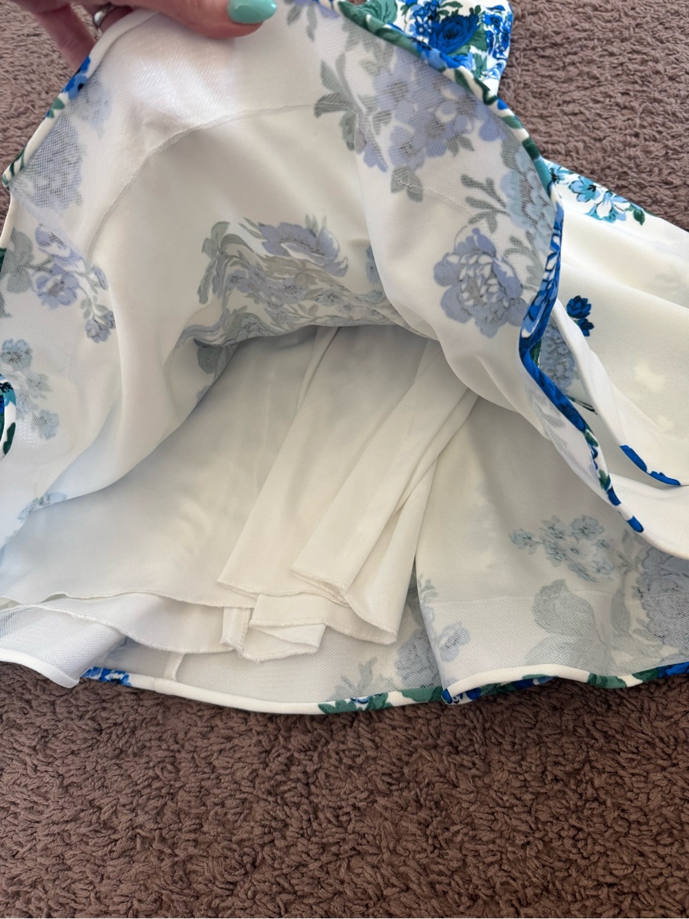B. Darlin Blue White Floral Fit Flare Dress Peplum Mini Tiered 1 / 2 - Picture 8 of 11